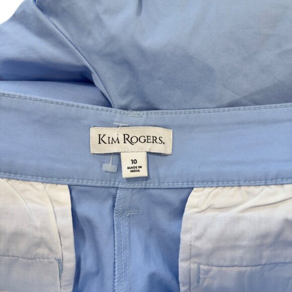 Kim Rogers Womens Light Blue Cotton Blend Flat Front Bermuda Shorts Size 10 - Picture 2 of 10